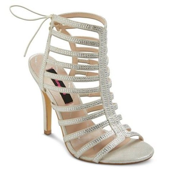 Betsey Johnson Shoes - Betseyville Betsey Johnson Cagey Gladiator Crystal Rhinestone Heel Sandals